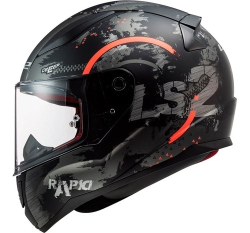 Casco Moto Integral Ls2 353 Rapid Circle Negro Naranja Cuot