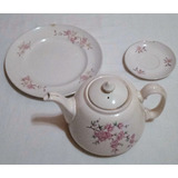 Antigua Tetera De Porcelana Y 2 Platos De Regalo Hartford