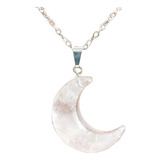 Collar Dije Luna De Cuarzo Blanco Cadena Acero Inoxidable