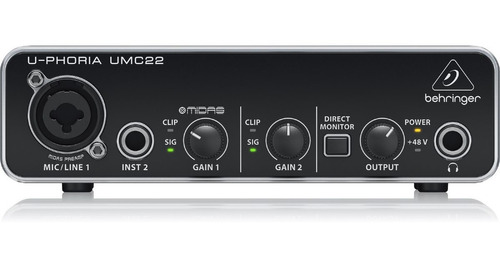 Interface Behringer Umc22 U-phoria Con Cable Usb 2 Canales 