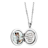 Collar C/relicario De Foto Y Frase Personalizada Y Circonita