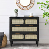 Eyahome 3, Modern Rattan Dresser Cabinet With Wide Metal Ha.