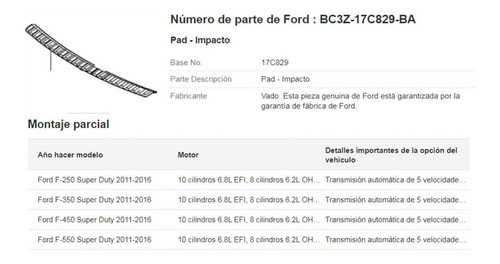 Platina Superior Parachoque Delantero F-250 11-16 Orig (l) Foto 4