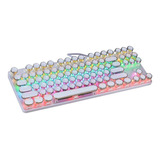 Teclado Retro De 87 Teclas | Led | Teclas Redondas | Blanco