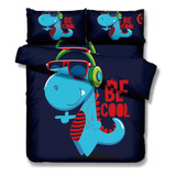 Cubre Cama Verano Quilt Plaza Y Media Con Diseño Dinosaurio