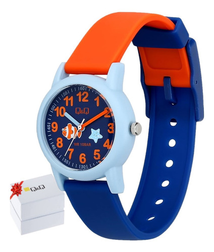 Reloj Qq Niño Acuario Pez Números Y Manecillas Azul