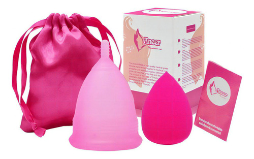Copa Menstrual Hopemob Con Bolsa De Viaje Y Esponja Facial Color Rosa