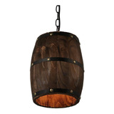  Antique Wood Wine Barrel Pendant Lamp Hanging Rustic U...