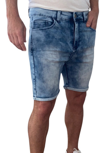 Bermuda Jogger  Jean Hombre Denim Elastizado 5 Bolsillos