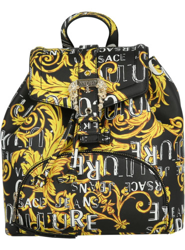 Versace Jeans Couture Mochila Negra Para Mujer Con Estampado