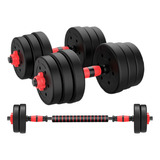 Set Mancuernas Y Barra Unibles 15kg Fitness Pesas Ajustables