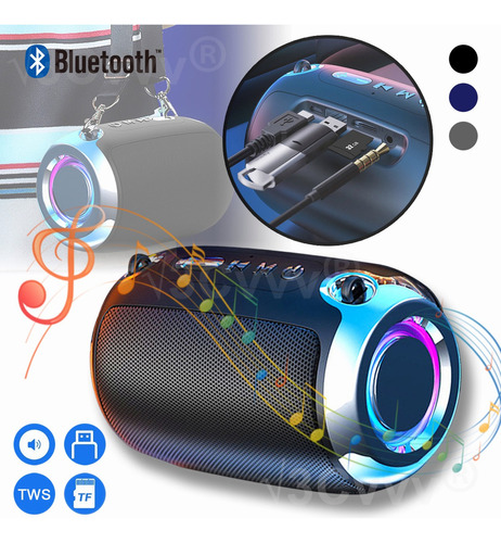 Altavoz Bluetooth Subwoofer Altavoz Portáti Inalambri Color Negro
