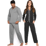 Pijama Casal Longo Frio Inverno Feminino Masculino Namorados