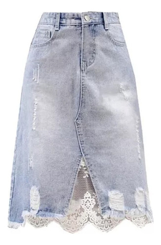 Saias Midi Jeans Justas Femininas Fray