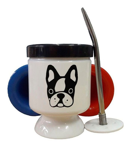 Mate Plastico Cara De Perro Bulldog Vector