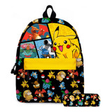 2 Piezas De Mochila Escolar Pokémon Pikachu, Estuche For Lápices Y