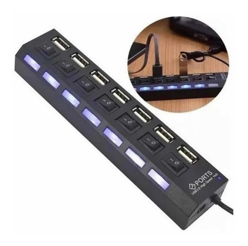 Hub 7 Puertos Multi Usb 3.0 Indicador Luz Led Hub De Datos