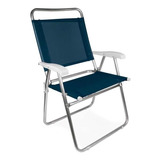 Cadeira De Praia Piscina Master Plus Alumínio 2112 Azul Mor