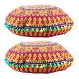 2 Almohadas De Suelo Mandala De La India, Redondas, Estilo B