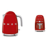 Hervidor Retro Smeg Klf03rdus Con Máquina De Café Roja