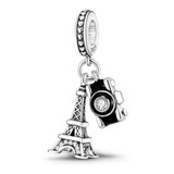 Charm Dije Torre Eiffel Cámara Viaje París En Plata 925