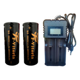 2 Baterias Sd 26650 4.2 38000mah + Carregador Duplo C Visor