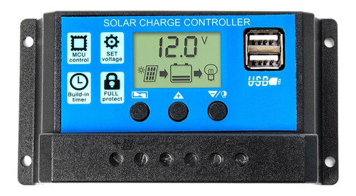Regulador De Carga Panel Solar 10a 12v 24v Display Usb Pwm