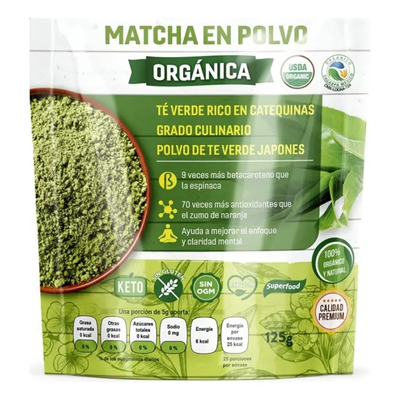  Té Verde Matcha Orgánico Certificado - 125g 100% Puro | Envío gratis