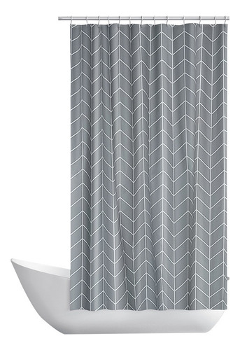 Cortina Baño Lavable Tela Impermeable Con Diseño+12 Ganchos