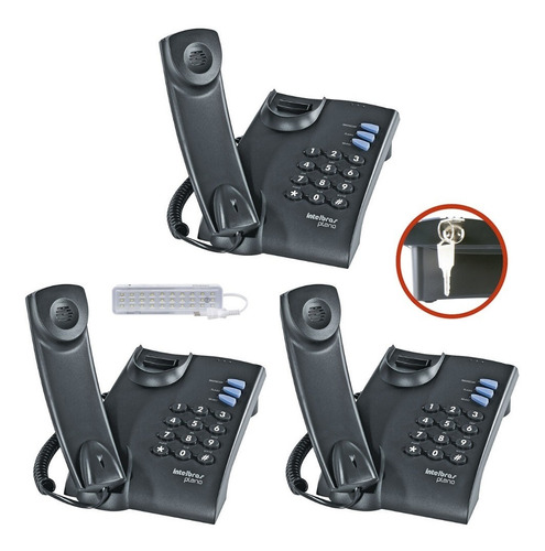 5 Aparelho Telefone C/ Fio Chave Intelbras Pleno Mesa Parede