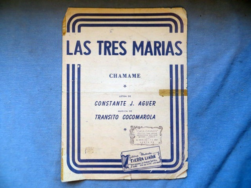 Las Tres Marias Chamame Aguer Y Cocomarola Partitura