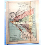 República De Nicaragua Mapa 1884 Color Antiguo Plano Carta