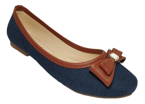 Balerina Piso Mujer Flats Casual Moda Tendencia Lona Moño