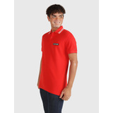 Polo Rojo Con Cuello Ribeteado De Hombre Tommy Hilfiger