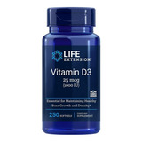 Life Extension Vitamina D3 25 Mcg, 250 Softcaps Sfn Sabor Sin Sabor