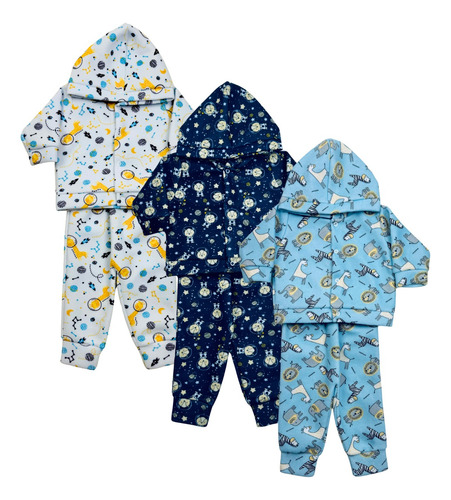 Kit 3 Conjuntos Inverno Soft Infantil Roupa Bebê Frio Menina