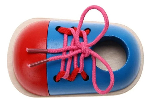 Zapato Madera Juego Atar Cordones Didactico Montessori