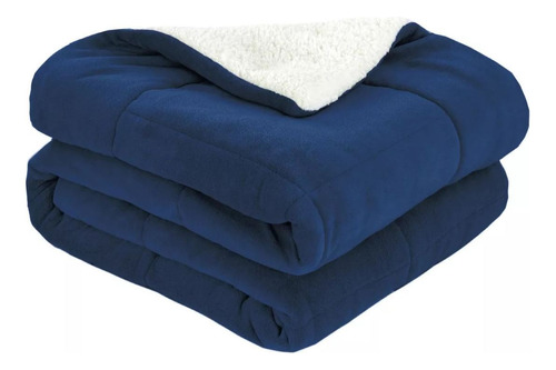 Cobertor Cubrecama Sherpa King Size Polar Suave Termico Home Color Azul