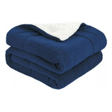 Cobertor Cubrecama Sherpa King Size Polar Suave Termico Home Color Azul