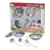 Jogo Cozinha Infantil Panela Tacho Espátulas Inox Brinquedo 