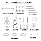 Combo 36 Piercing Aros Acero Quirurgico Por Mayor Bull Bcr