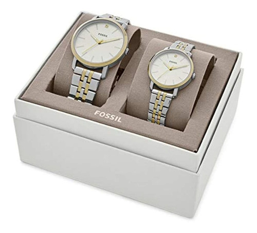 Pareja De Relojes Fossil Bq2467set Plateado Dorado Original