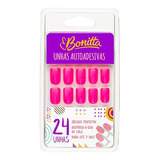 Kit 24 Unhas Postiças Autoadesivas Brilho Delicado - Bonitta Cor Rosa Roseta