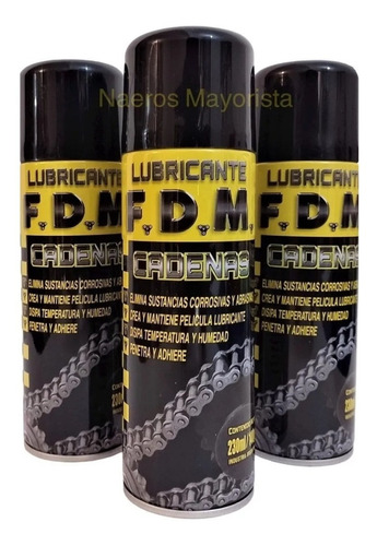 Lubricante De Cadenas Fdm 230ml Pack X12 Unid Aceite Aerosol