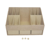 Porta Pincel E Maquiagem Com 3 Gavetas 30cm Mdf Madeira