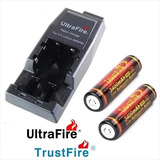 Kit Cargador Batería 18650 + 2 Trustfire 3400mah Infierno Ii