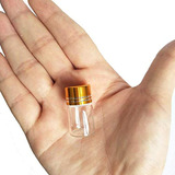 Mini Botella Transparentes De Vidrio-tapa Oro/0,630x 1,024in