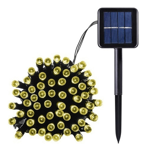 Pisca Pisca Guirlanda Solar  Natal Led 100 Lampadas Amarelo