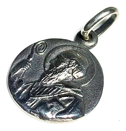 Medalla De San Benito De Plata 925 14 Mm.diametro
