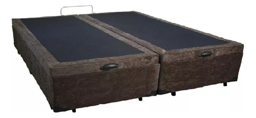 Cama Box Baú Queen Bipartido Blindado Suede Marrom